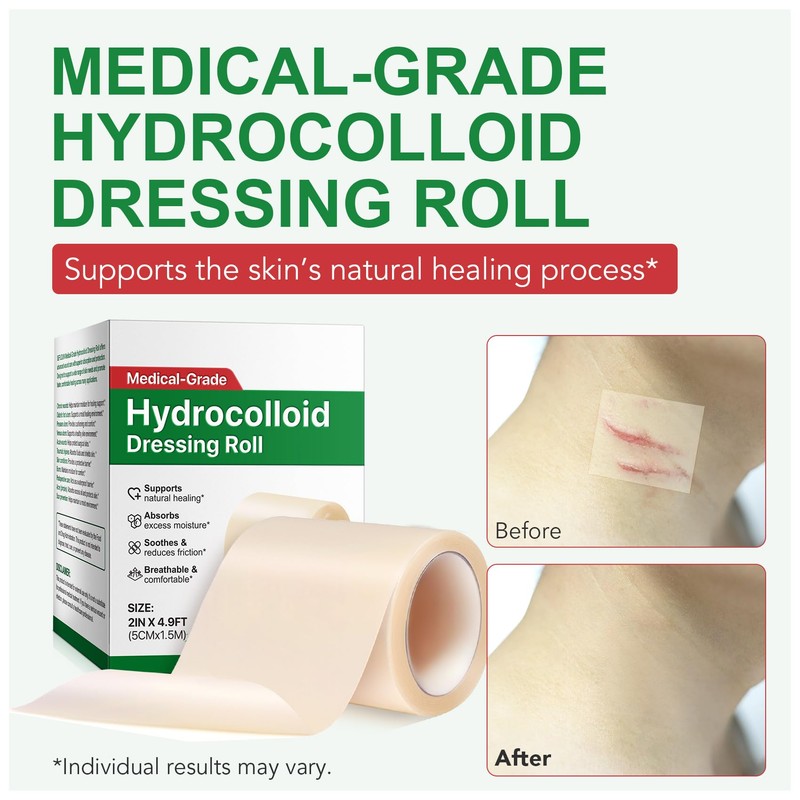 Hydrocolloid Roll, Hydrocolloid Bandages for Wounds Care, 2in x 4.9ft