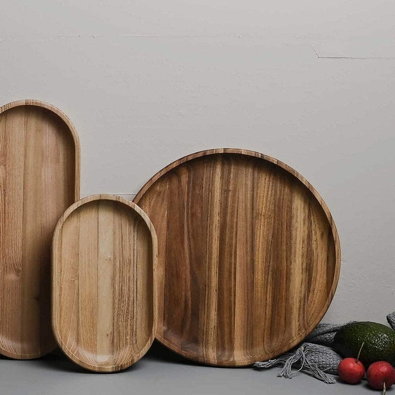 Wooden Plate Set (11.8 inches (30 cm)), Rectangular Wooden Plate,