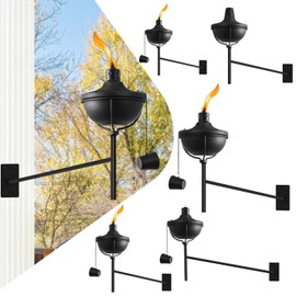 ZSZMFH 6 Pcs Wall Mounted Citronella Torches, 23.5 oz Garden Torches for Outside, Refillable Flame Light Torch, Outdoor Metal Torch for Yard, Patio, Deck, Garden, Party, Landscape