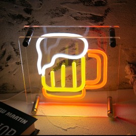 uponray Desktop Beer Glass Decorated LED neon Sign lights USB power Acrylic Neon Light