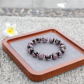 grehapas Firefly Bracelet 12mm Luminous Bead Bracelet Healing Crystal Glass Beads Bracelet Glass Beads Stretch Bracelets for Women Jewelry