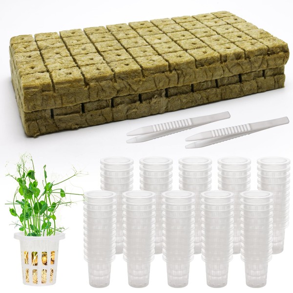 Windspeed 202Pcs Rockwool Planting Cubes Set 1 Inch, 100P Rockwool