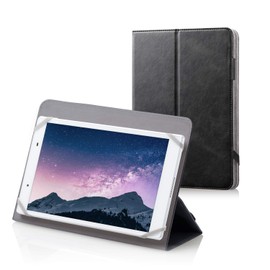 Elecom TB-08SGLBK Tablet Case, Tablet Storage Case, 7-8.4 Inch Case, Book Type, Standard, Rubber, Soft Leather, Black