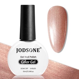 JODSONE 10ml Rose Gold Gel Nail Polish, Glitter Rose Gold Gel Polish All Seasons Neutral Soak Off U V Lamp Gold Nail Polish Nail Art Design Manicure Salon DIY Home