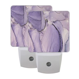 BOENLE Purple Marble Lavender Liquid Night Lights 2 Pack Plug-in Wall Led Nightlight Auto Dusk-to-Dawn Sensor Lamps for Bedroom Kitchen Bathroom Hallway Stairs