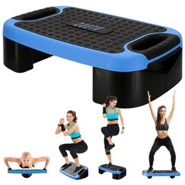 ZUETK 4-In-1 Aerobic Balance Board and Step Up Exercise Platform - Adjustable Multifunctional Balance Board Slant Board, Steppers for Exercise - Home Workout Non Slip Stepper Platform Blue