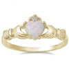 CloseoutWarehouse Heart White Simulated Opal Cubic Zirconia Claddagh Ring Gold-Toned