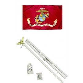 2x3 2'x3' EGA USMC Marines Marine Corps Flag White Pole Kit Set PREMIUM Vivid Color and UV Fade BEST Garden Outdor Decor Resistant Canvas Header and polyester material FLAG