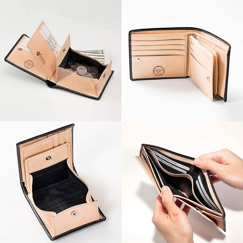 [New model] [British Green] Bridle Leather Bifold Wallet - black