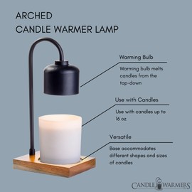 Candle Warmers Etc. Arched Lamp for Top-Down Candle Melting, Black