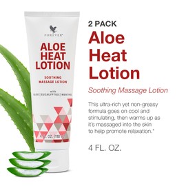 Forever Living - Forever Aloe Heat Lotion with Menthol & Eucalyptus - Skin Nourishment - Vegan-Friendly Formula - 4 fl oz. (Pack of 2)