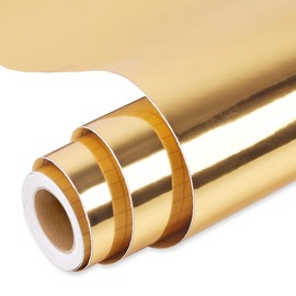 Prime Vinyl Permanent Vinyl, Chrome Gold Vinyl Compatible with Cutting Machine - 12" x 10 FT Metallic Adhesive Roll for Cup, Decor Sticker, Home Decal