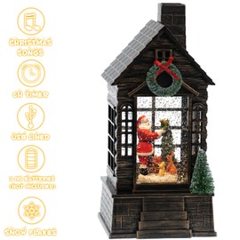 Snow Globe Christmas, Lighted Christmas Snow Globes with Santa, Musical Timer Snow Globe Lantern with Swirling Glitter, Snow Globe Lantern Christmas(Santa)