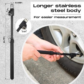 Tallew 10 Pack Tire Pressure Gauge Black Heavy Duty Air Pressure Tire Gauge Dual Head Semi Truck Tire Pressure Gauge Range 10-150 PSI, Extended Tube Tire Gauge Suitable for Semi Truck, and Bus