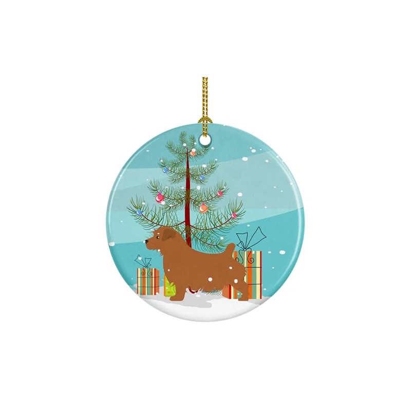 Norfolk Terrier Merry Christmas Tree Ceramic Ornament