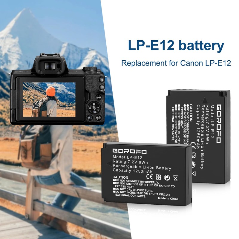 GOROFO LP-E12 Digital Camera Batteries, for Canon EOS M2, EOS
