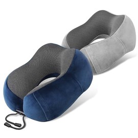 Aouzejum 2 Pack Travel Pillow Airplane Neck Pillow for Trave Essentials for Travelling (Gray Blue)