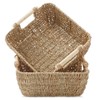 Casafield Set of 2 Seagrass Oval Storage Baskets with Wooden