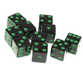 Yourandoll Pack of 10 Polyhedral Dice Game Dice for Dungeons and Dragons RPG MTG DND Dice Board Game Card Game (Black with Green Pips)