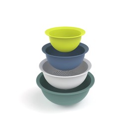 Rotho Caruba Set of 4 3 Bowls and 1 Colander, Plastic, Multi-Colour, 30 cm