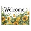 Stupell Industries Welcome Typography Sign Blooming Sunflower Field Wood Wall