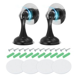 PATIKIL No Drilling Magnetic Door Stopper Catch, 2 Pack Heavy Duty Door Holder Catch for Bottom of Door with Adhesive & Screws for Home Office Wall Floor Mountain, Black