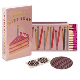 Thankful Greetings HomArt Decorative Matchboxes with 4 Inch Matches | Set of 2 Birthday Vintage Boxes with Striker Stickers Unique Gifts (Party Host, Candle Lover), Home Decor, & Giveaways