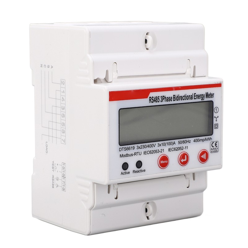 DIN Rail Power Meter 3 Phase 4 Wires Multifunctional LCD