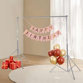 Backdrop Stand 9.84x9.45ft(WxH) Photo Studio Adjustable Background Stand Support Kit with 1 Crossbas, 8 Backdrop Clamps, 2 Sandbags, 12 Elastic Straps and Carrying Bag for Parties Events Decoration