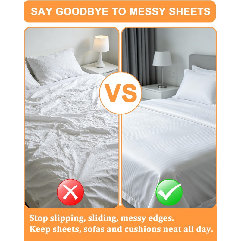 Acual Bed Sheet Clips, 4PCS 60 cm-250 cm Adjustable Bed