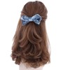 Hair Bow Velvet With Design 4.75 Inch Blue
