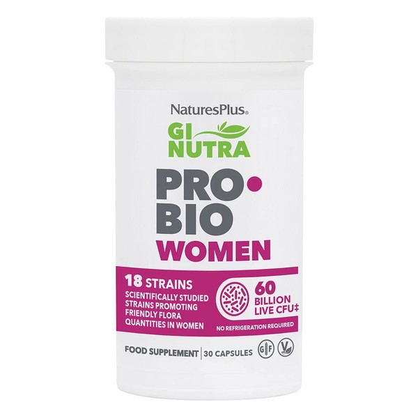 NaturesPlus GI Natural Probiotic Women - 30 Capsules - Digestive & Immune Support, Urinary Tract Health - Includes Cranberry - Gluten Free - 30 Servings