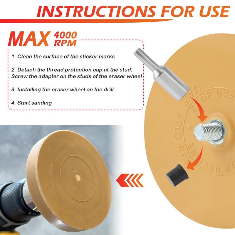 YGDMD Car Rubber Eraser Wheel for Drill,Practical Car Decal Remover