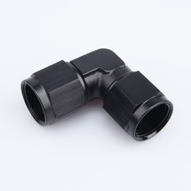 90 Degree Swivel Female 10 AN to Female 10AN Coupler Union Fuel Line Hose Adapter Fitting, Performance Black Aluminum Anodized Adapter
