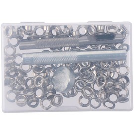 SHUATI 100 Sets Grommets Eyelets, Silver Eyelet Tool, Thickened Metal Eyelet Grommet Tool, 1/4 Inch Grommet Kit for Leather, Fabric, Tarp, Shoes, Clothing