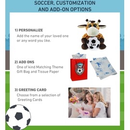 DolliBu Big-Eye Giraffe Stuffed Animal with Soccer Ball Plush - Soft Huggable Giraffe, Adorable Playtime Plush Toy, Cute Wildlife Gift, Super Soft Plush Doll Animal Toy for Kids and Adults - 6 Inches