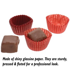 CybrTrayd No.4 Glassine Paper Approximately 100 Pieces – 1” Base, 3/4” Wall Candy Cups, Red