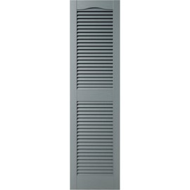 12 in. W x 43 in. H Builders Edge, TailorMade Cathedral Top Center Mullion, Open Louver Shutters, Includes Matching Installation Spikes (Per Pair), 419 - Storm Cloud