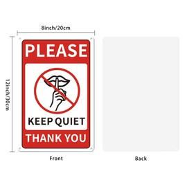 GLOBLELAND Please Keep Quiet Thank You Sign for Indoor Outdoor Business Use, 8 x 12 inch UV Protected and Waterproof Aluminum Warning Signs, Red