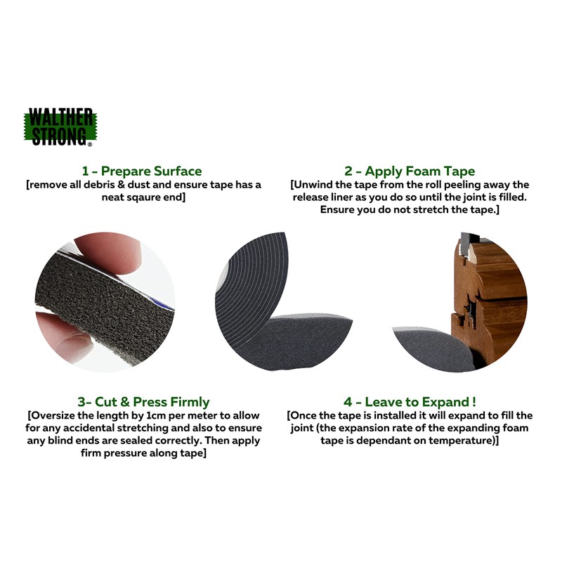 Walther Strong Self-Expanding Foam Tape | 5-35mm x 4.6m Weather