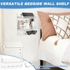Bedside Shelf Wall Mount Organizer with Phone Cable Clips &