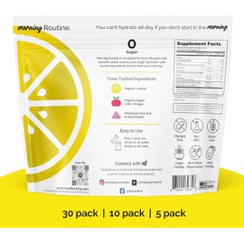 ROUTINE Morning Daily Hydration | Electrolyte Powder Packets with Apple Cider Vinegar, Lemon, and Sea Salt | Keto & Paleo-Friendly Electrolyte Drink Mix (30 Pack)