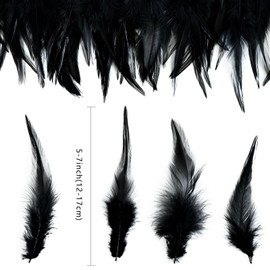 120pcs 5-7" Black Feathers for Crafts，Saddle Hackle Feather，Rooster Feathers Bulk for Wedding Home Party, Dream Catcher Supplies and DIY Crafts(Black)