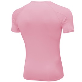 SPVISE Pink Men's Cool Dry Short Sleeve Compression Shirts Active Sports Baselayer T-Shirts Tops Athletic Workout Gym Shirts