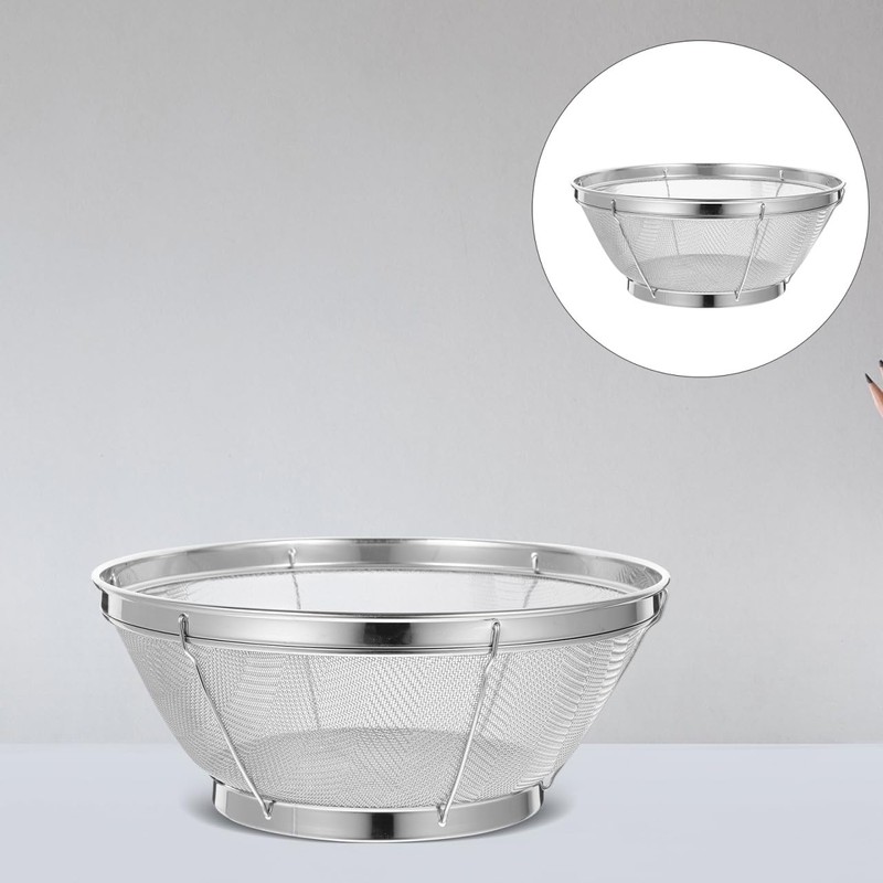 SHOWERORO Stainless Steel Rice Washing Sieve 8.5 Inch Fine Mesh