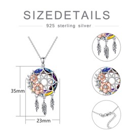 MBSUUH Dream Catcher Crystal Pendant Flower Urn Necklace Jewelry 925 Sterling Silver Keepsake Cremation Necklaces for Human Pet Ashes for Women(NEW)