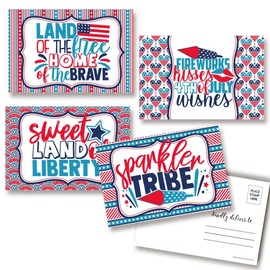 Happy 4th of July Independence Day Themed Blank Postcards To Send To Friends & Family, 4"x6" Fill In Notecards (4 Different Designs) by AmandaCreation (20)