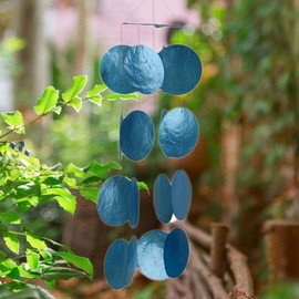 ART-CRAFT Capiz Mother of Pearl Garland Blue as Hanging Decoration for Windows or Decoration Living Room but also as Garden Decoration Length 50 cm