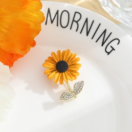 Sunflower Bee Brooches Pin Badge Crystal Honeybee Flower Brooch Memorabilia Gift Decorations Gift Jewelry for Women Girls (Style3)