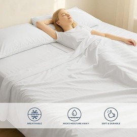 1000 Thread Count Split Sheet Set 5 Piece Split California King Sheets for Adjustable Beds 100% Egyptian Cotton 15" Deep Pocket Adjustable Bed Sheets Split California King Size - White Solid